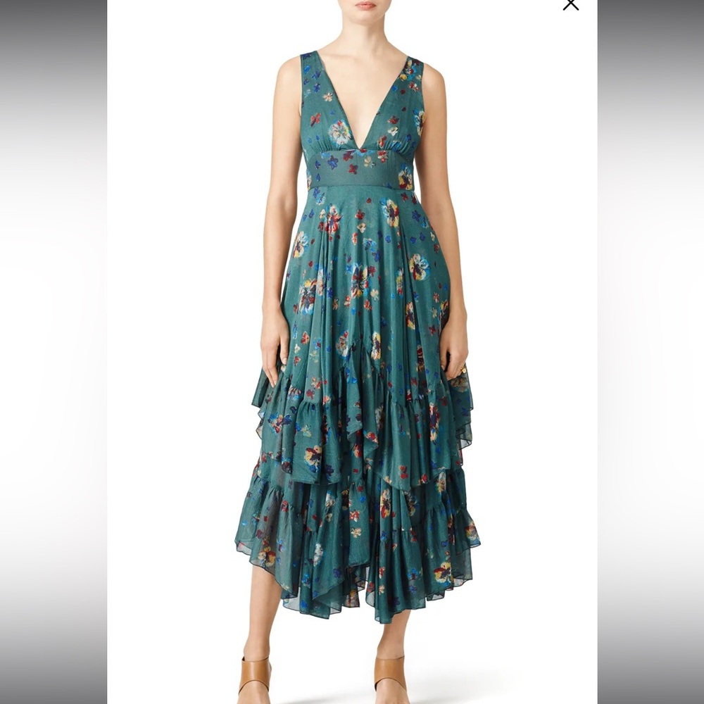 Free People Catching Glances Ruffle Maxi Dress S 6